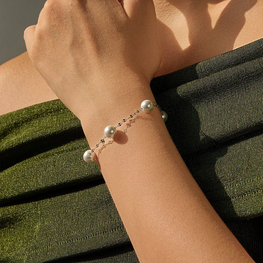 Léonie Silver Pearl Bracelet - NAVALLI