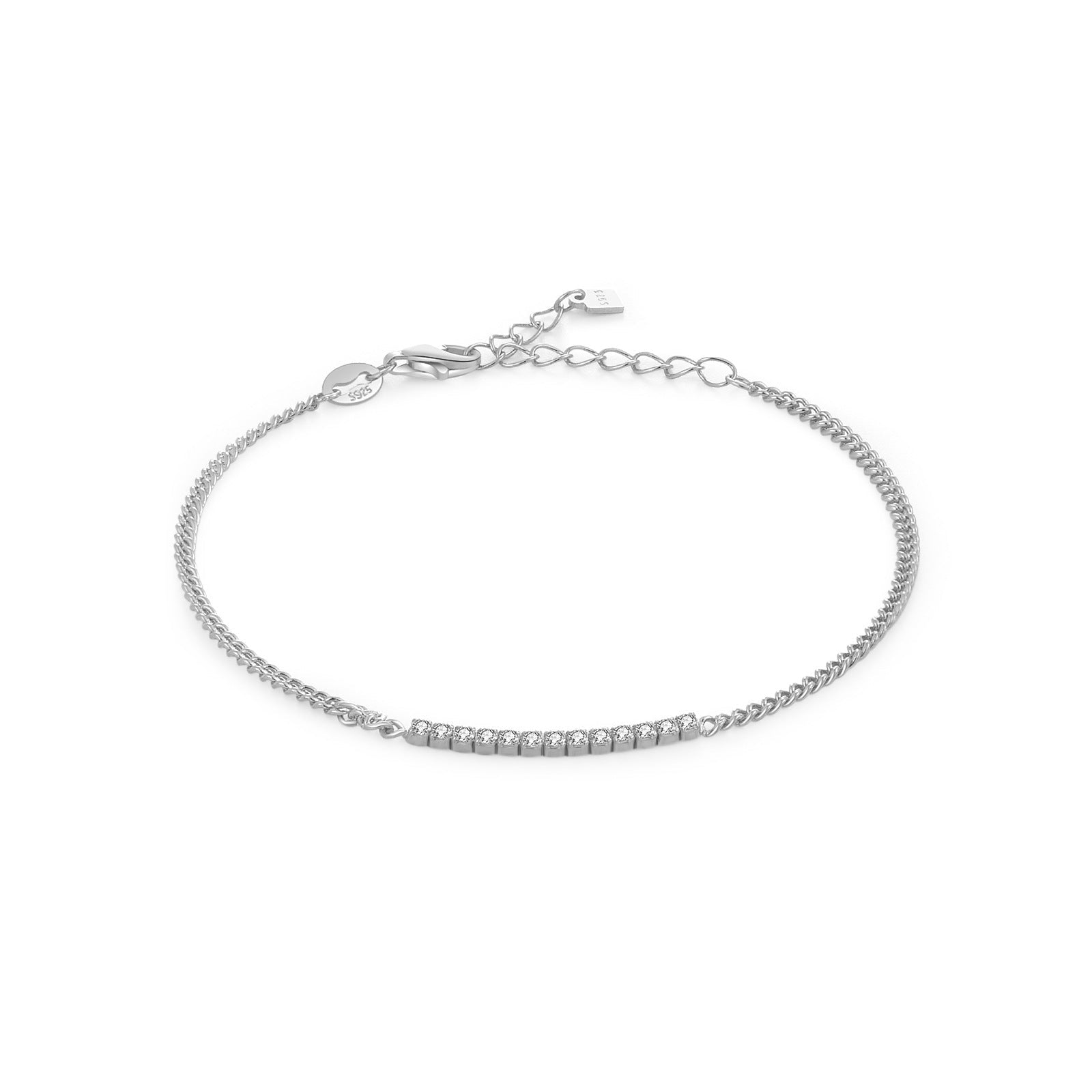 Lina Fine Chain Bracelet - Platinum - 5