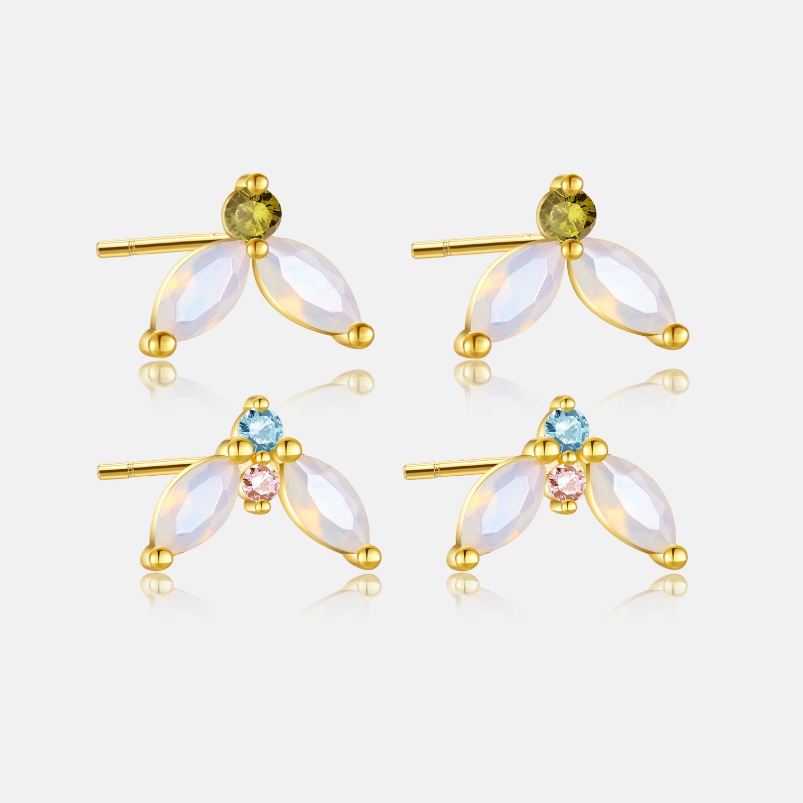 Lina Petite Studs - Blue & Pink - 4