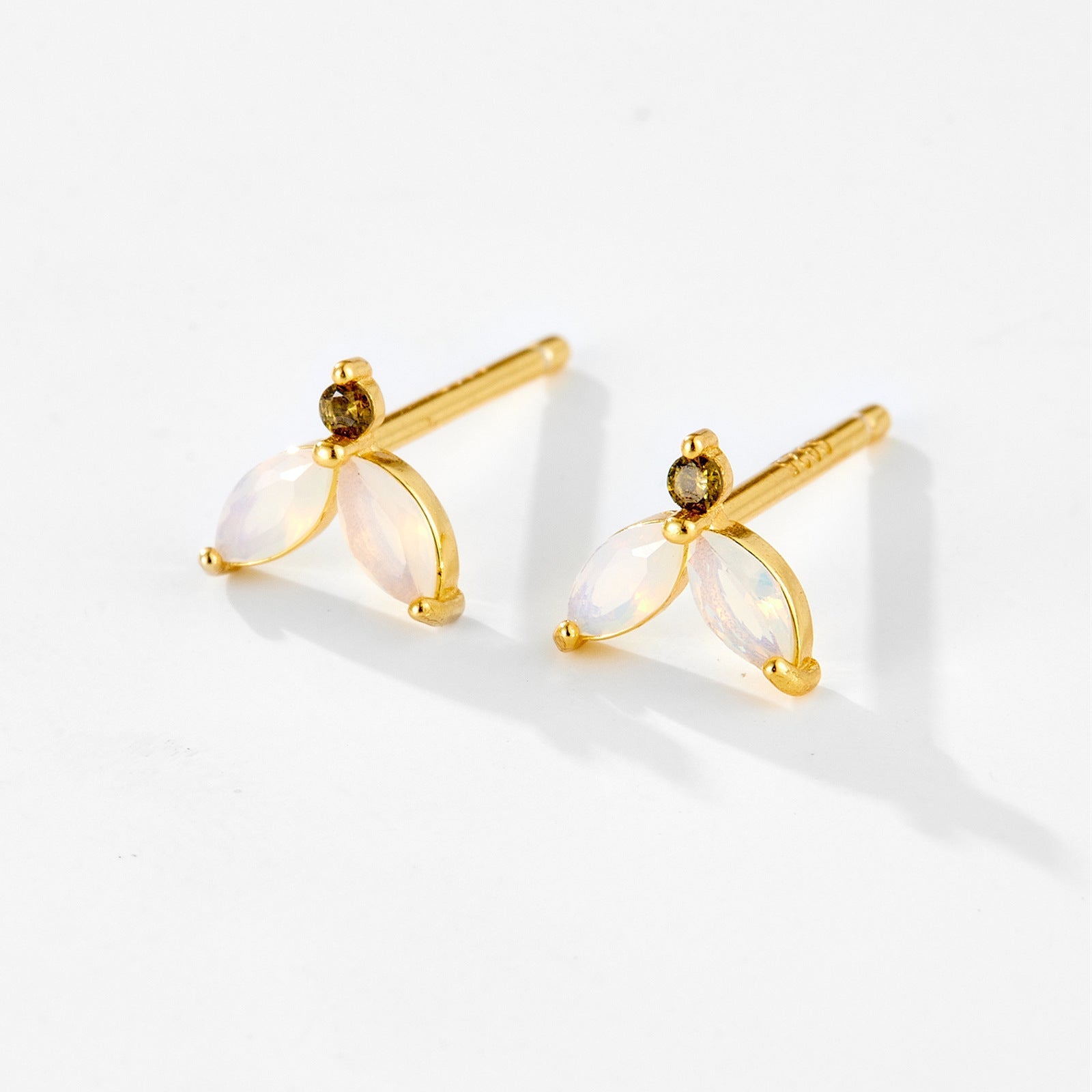 Lina Petite Studs - Olive Green - 6