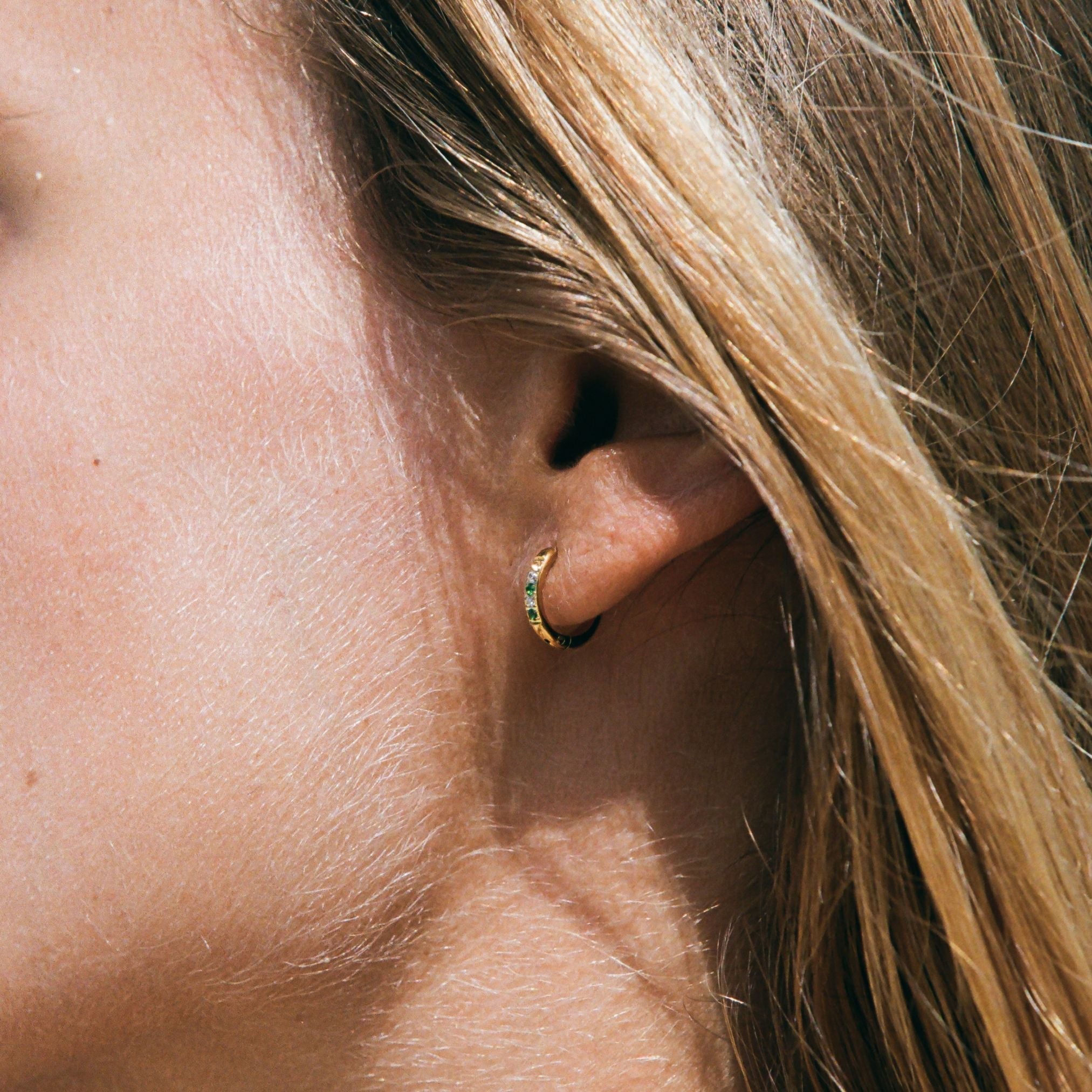 Lyra Crystal Hoops - Gold - 3