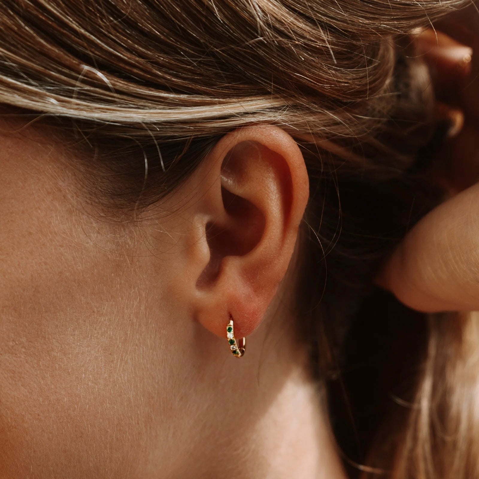 Lyra Crystal Hoops - Gold - 1