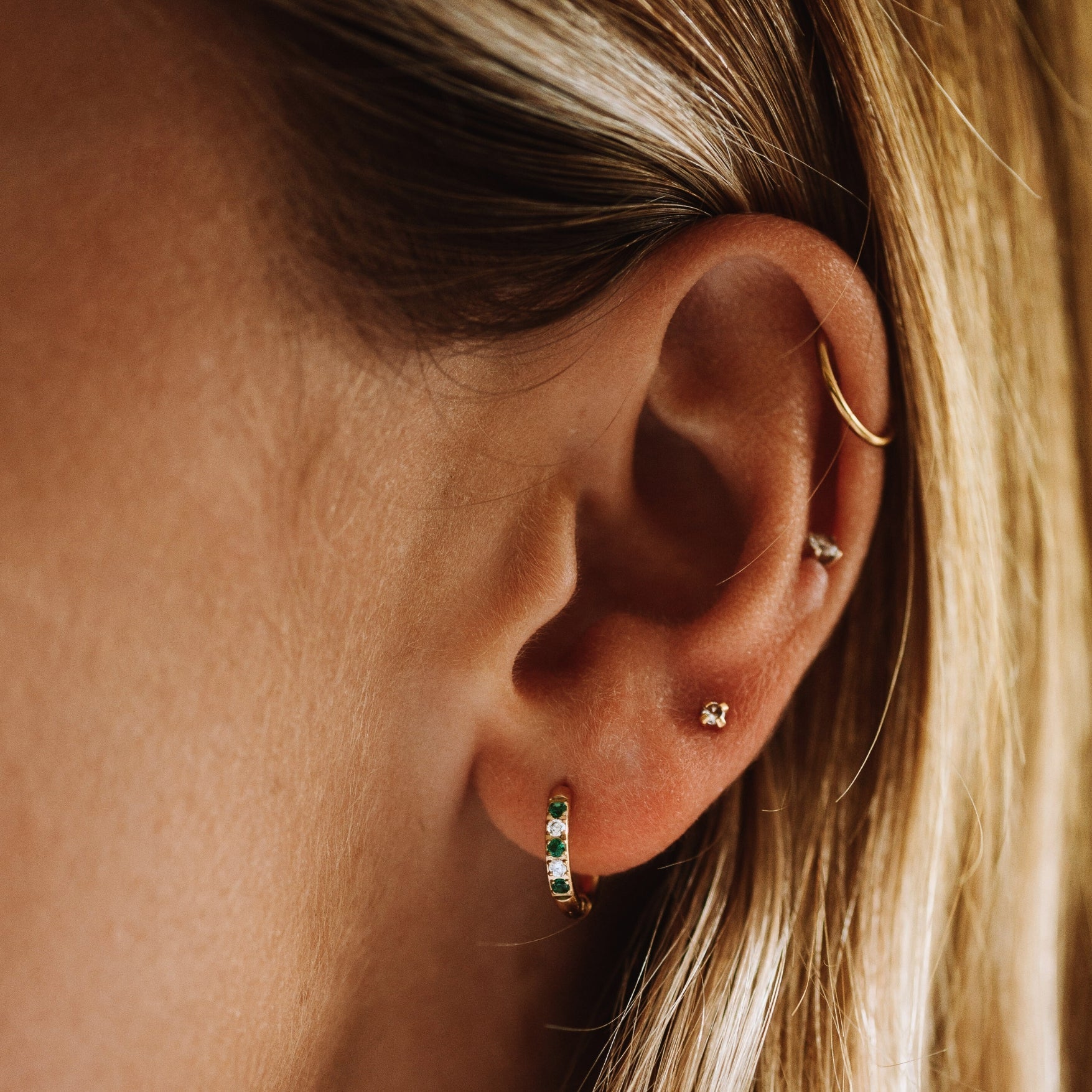 Lyra Crystal Hoops - Gold - 4