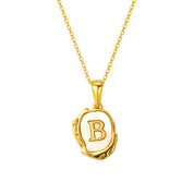 Maelle gold initial necklace, letter B on mother of pearl