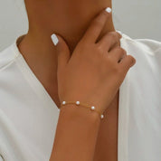 Mina Beaded Pearl Bracelet - Gold - 