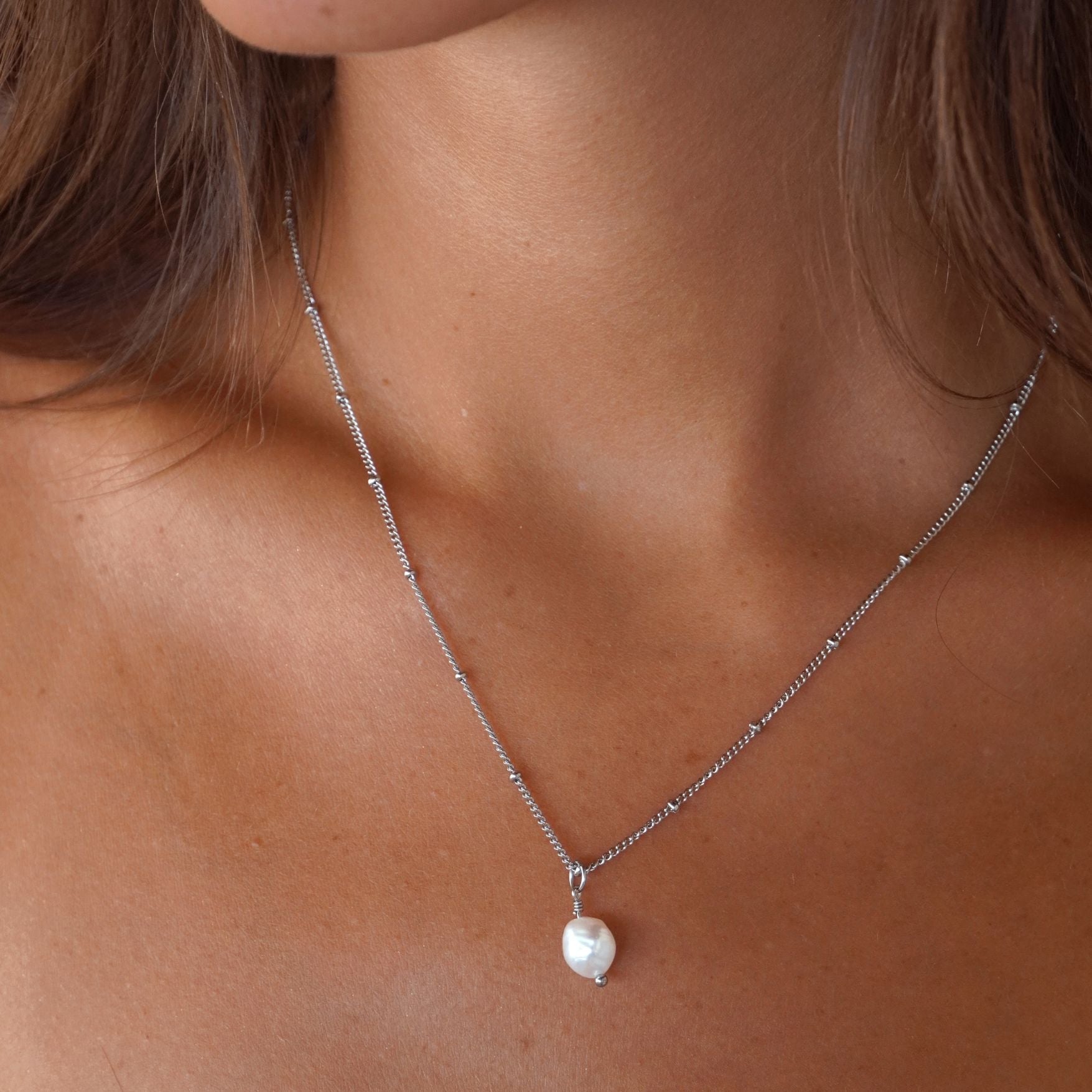 Mira Pearl Pendant - necklace - Silver - 5