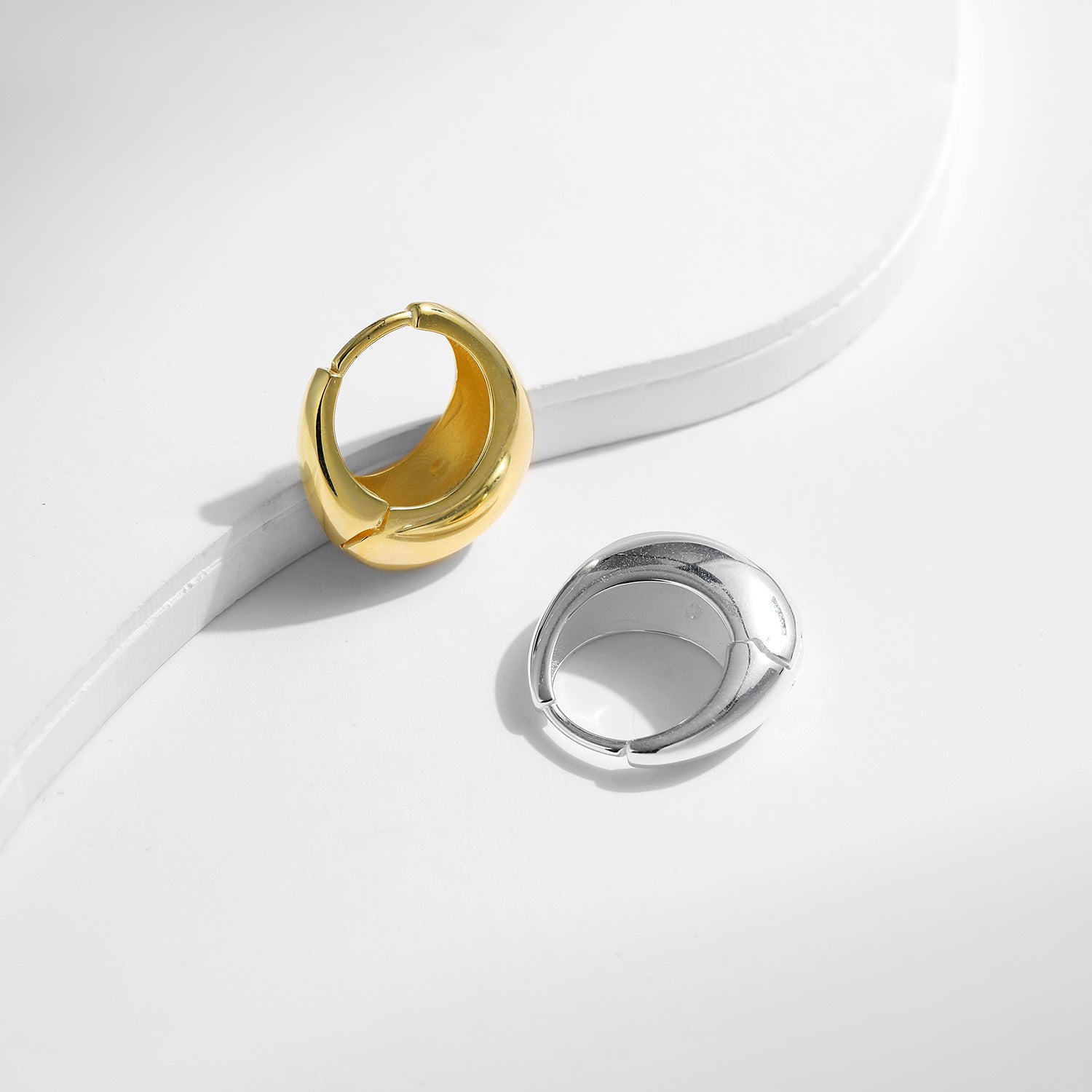 Mira Sterling Silver Hoops - Gold - 5