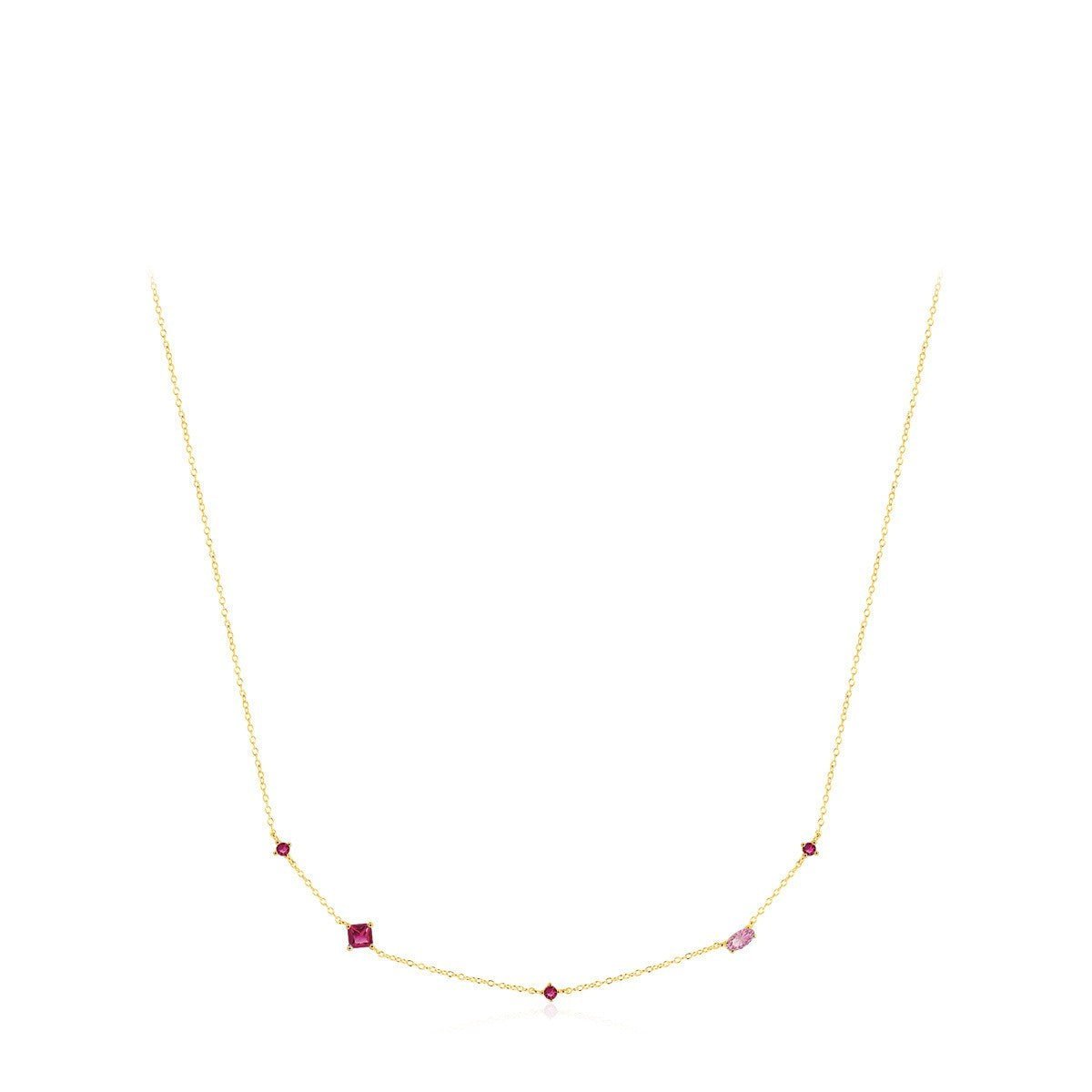 Mireille Rose Zircon Necklace - Gold - 3