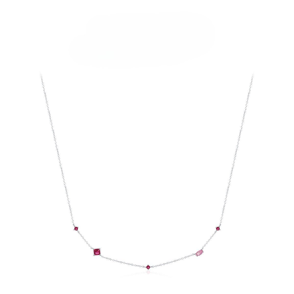 Mireille Rose Zircon Necklace - Silver - 2