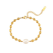Mireya Gold Pearl Bracelet - NAVALLI