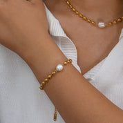 Mireya Gold Pearl Bracelet - NAVALLI