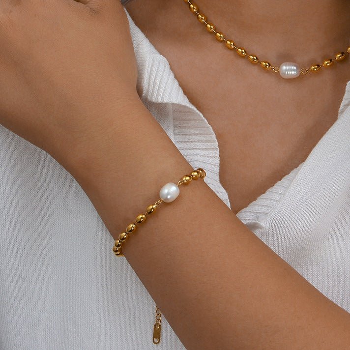 Mireya Gold Pearl Bracelet - NAVALLI