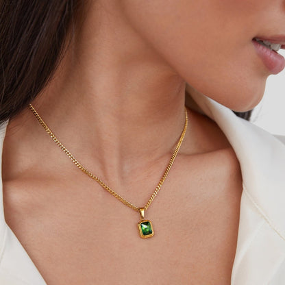 Monet Green Crystal Pendant Necklace - My StoreNecklace