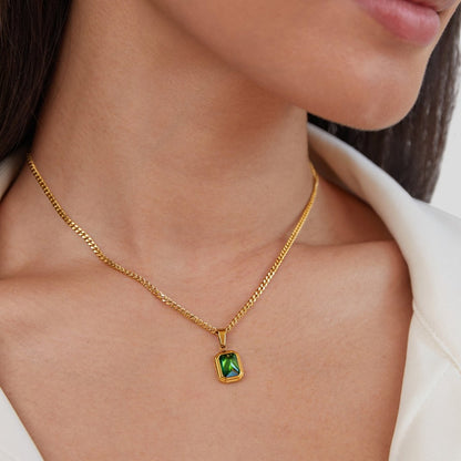 Monet Green Crystal Pendant Necklace - My StoreNecklace