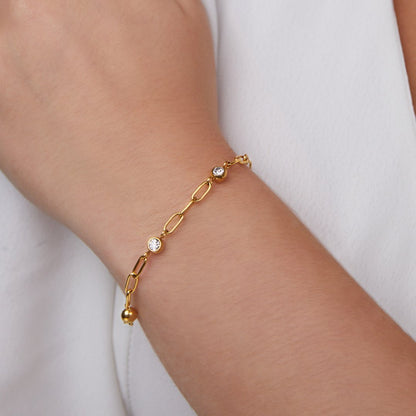 Monica Crystal & Gold Chain Bracelet - My StoreBracelet