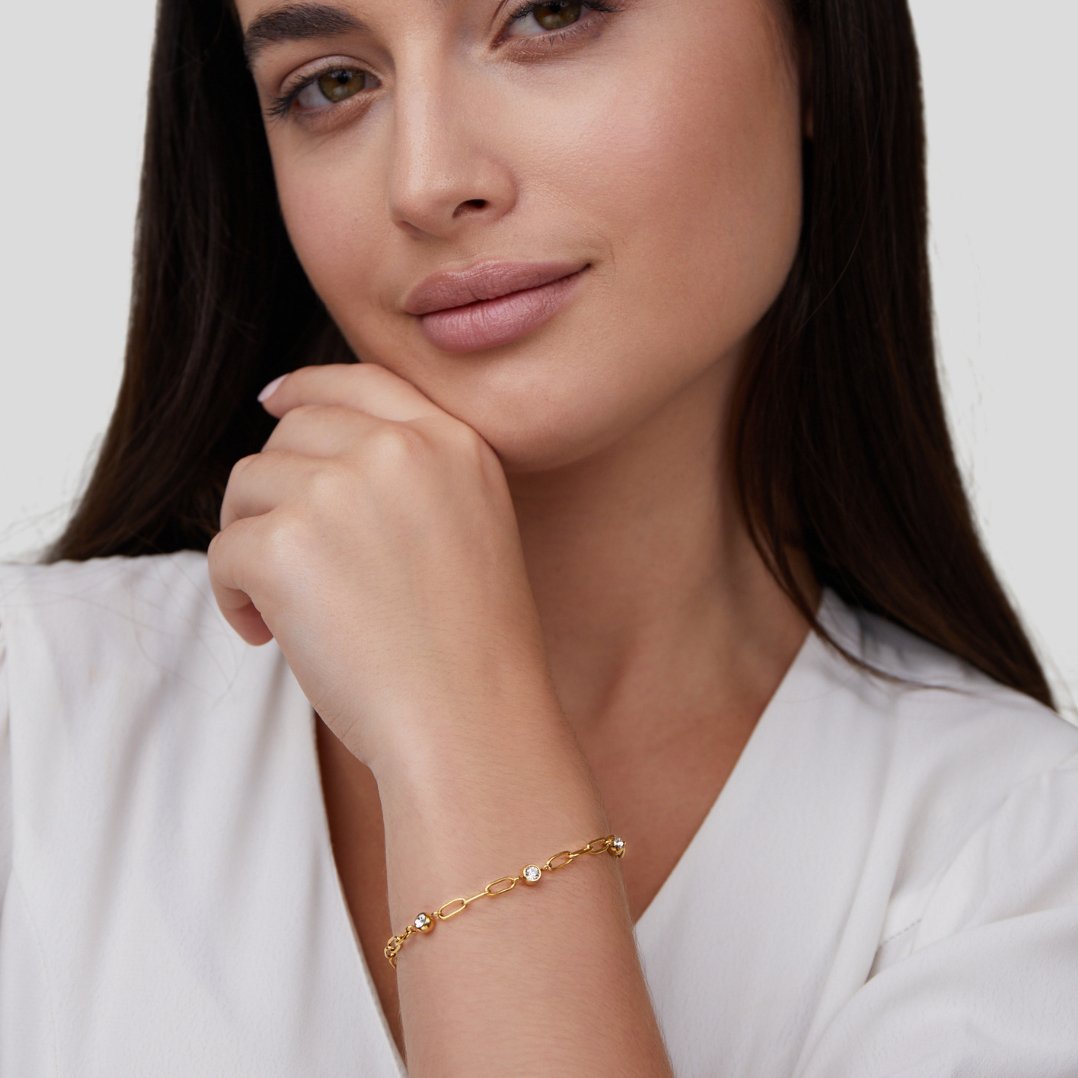 Monica Crystal & Gold Chain Bracelet - My StoreBracelet