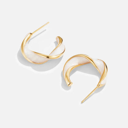 Mother of Pearl Twist Hoop Earrings - My StoreEarrings