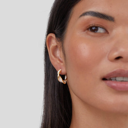 Mother of Pearl Twist Hoop Earrings - My StoreEarrings