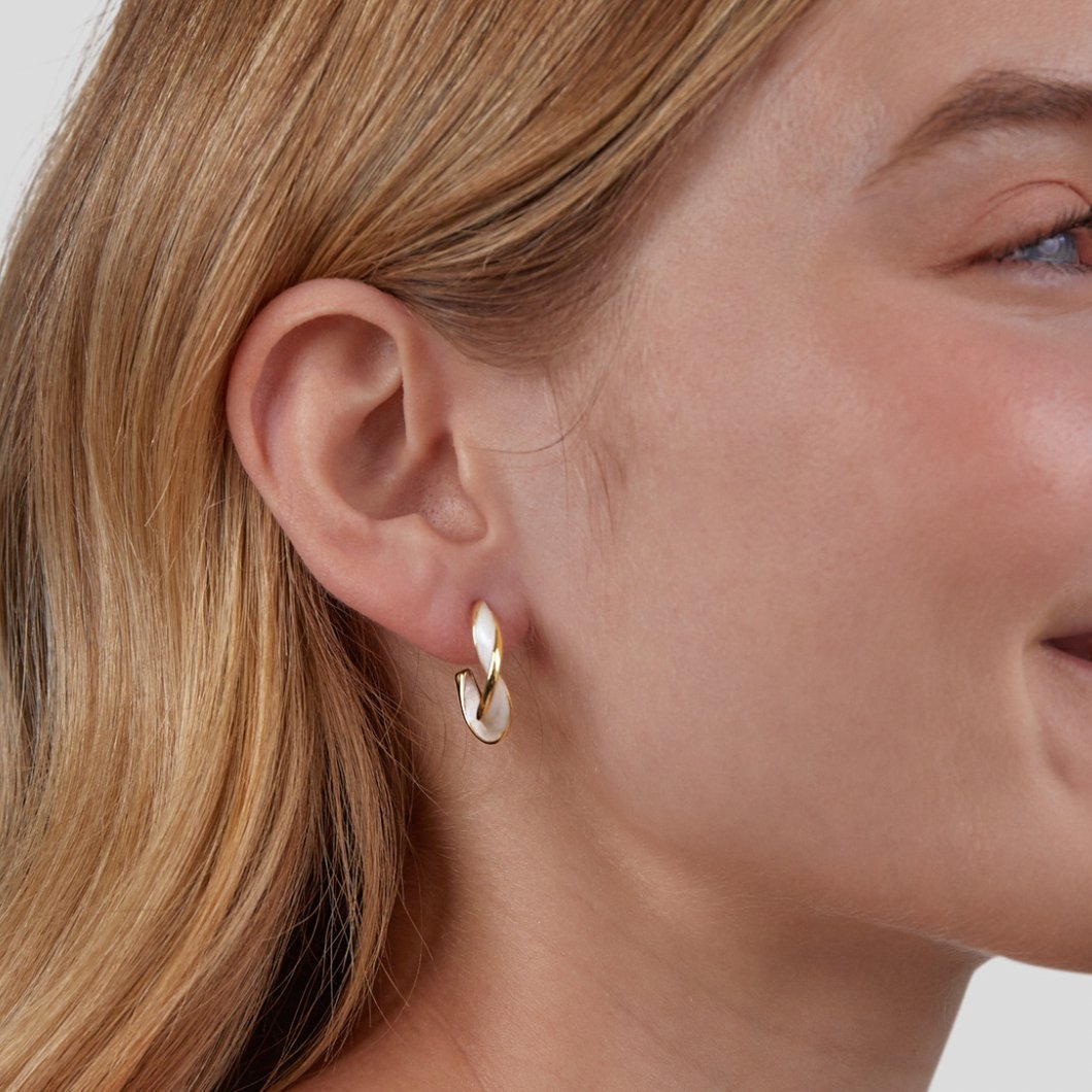 Mother of Pearl Twist Hoop Earrings - My StoreEarrings