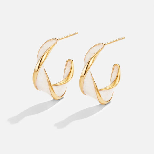 Mother of Pearl Twist Hoop Earrings - My StoreEarrings