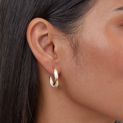 Mother of Pearl Twist Hoop Earrings - My StoreEarrings