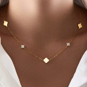 Naya Crystal Clover Necklace - Necklaces - Gold - 