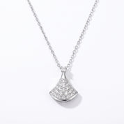 Silver pavé pendant necklace on a white background