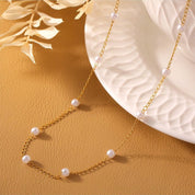 Nina Petite Pearl Necklace - Necklace - Gold - 4