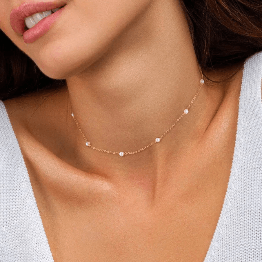 Nina Petite Pearl Necklace - Necklace - Gold - 1