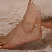 Nina Shell Clover Anklet - Anklets - Silver - 4