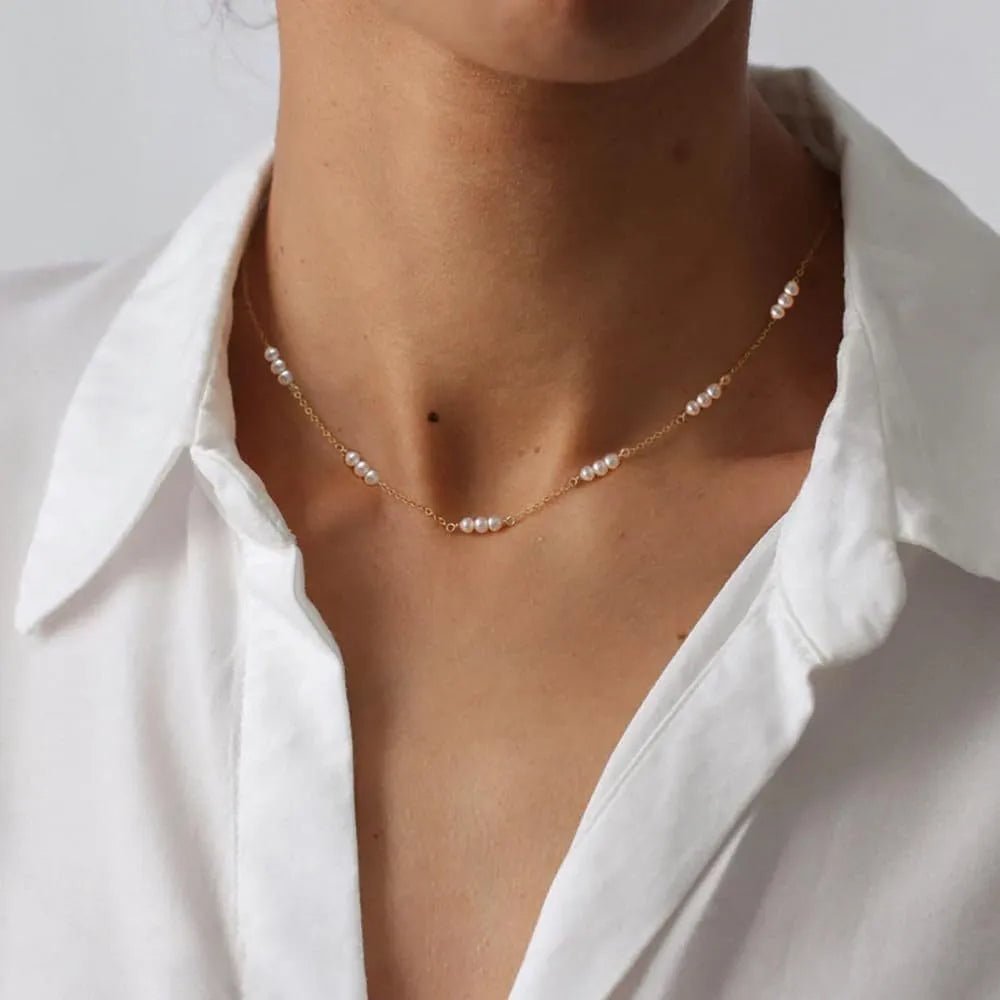 Noa Petite Pearl Necklace - Necklace - Gold - 3