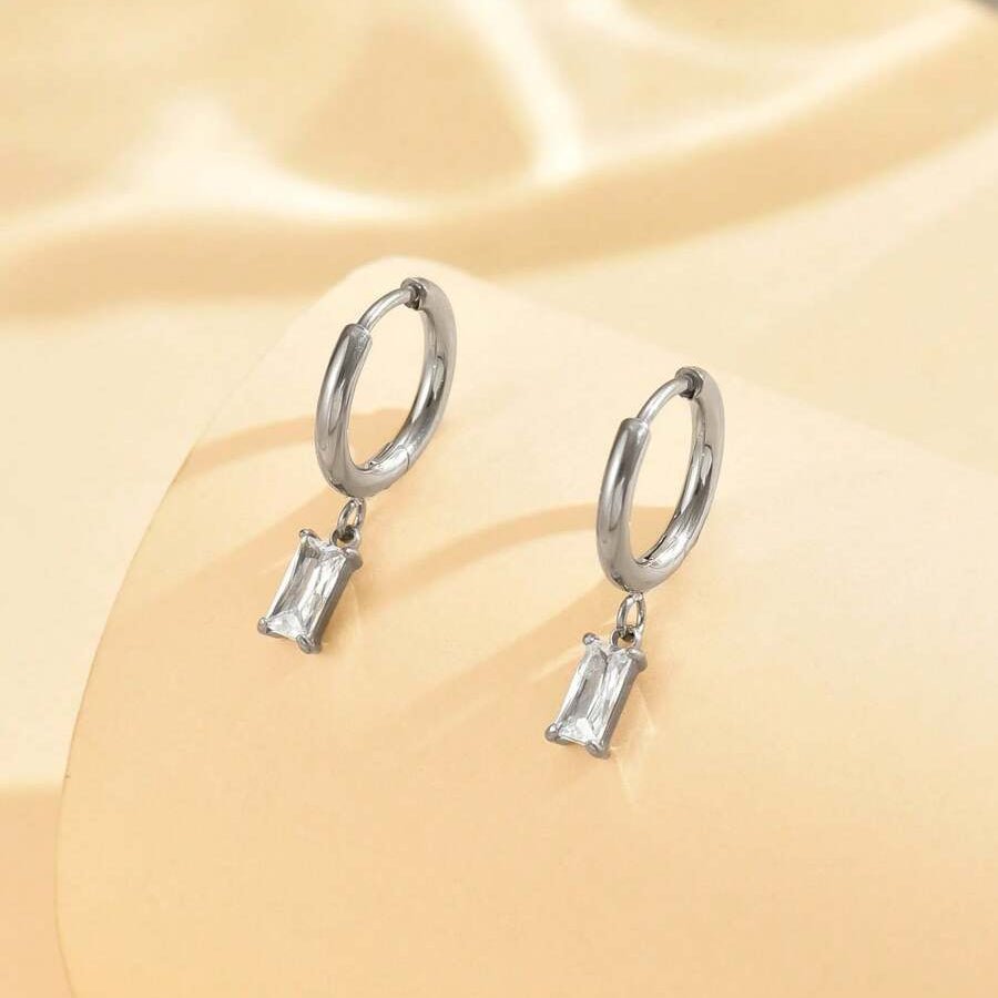 Nora Crystal Drop Earrings - Silver - 8
