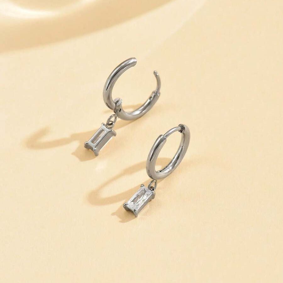 Nora Crystal Drop Earrings - Silver - 7