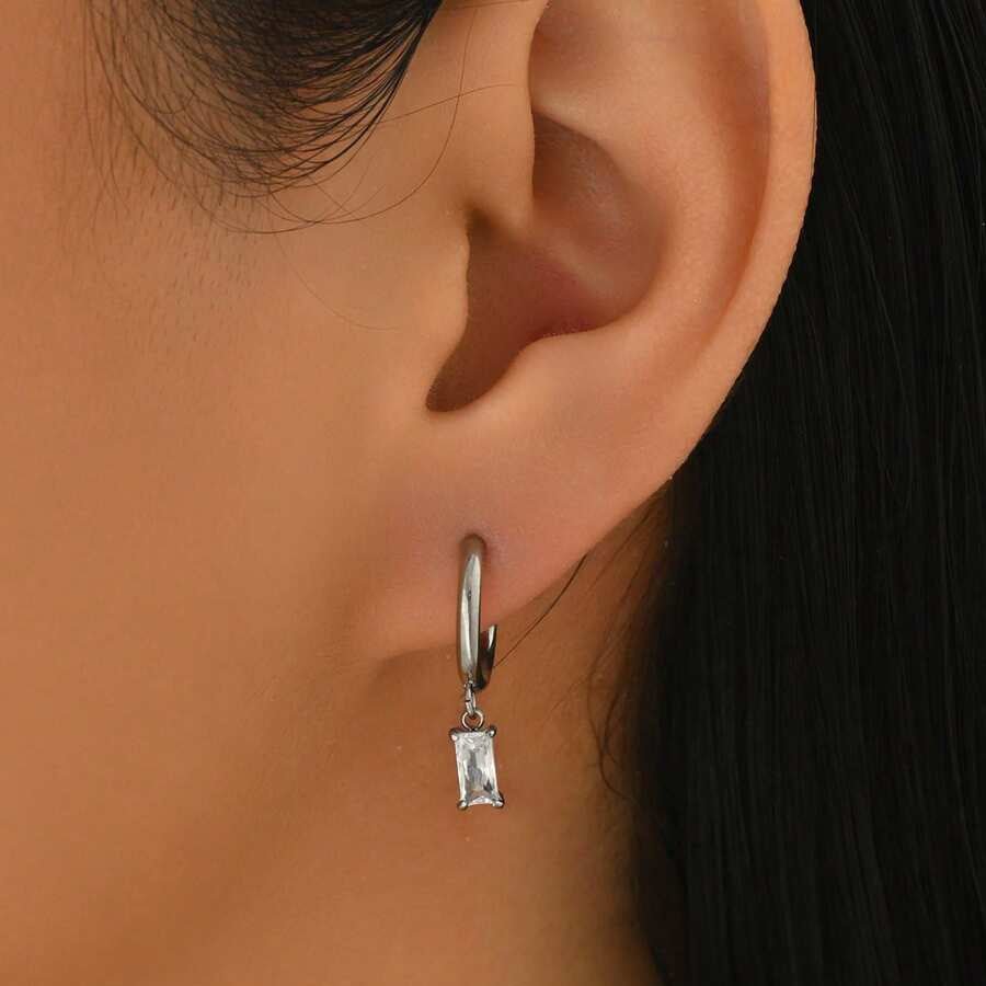 Nora Crystal Drop Earrings - Silver - 6