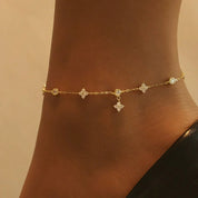 Ophelia Sparkling Clover Anklet - Anklets - Gold - 3