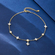 Ophelia Sparkling Clover Anklet - Anklets - Gold - 6