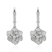 Crystal Camellia Silver Earrings