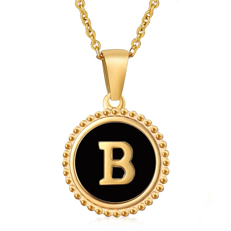 Perrine black beaded initial necklace, letter B