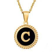 Perrine black beaded initial necklace, letter C