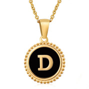 Perrine black beaded initial necklace, letter D