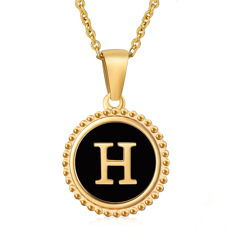 Perrine black beaded initial necklace, letter H