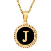 Perrine black beaded initial necklace, letter J