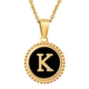 Perrine black beaded initial necklace, letter K