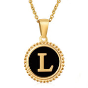 Perrine black beaded initial necklace, letter L