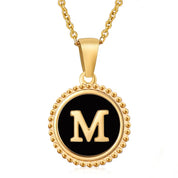 Perrine black beaded initial necklace, letter M