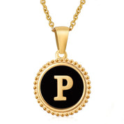 Perrine black beaded initial necklace, letter P