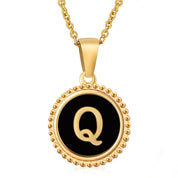 Perrine black beaded initial necklace, letter Q