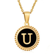 Perrine black beaded initial necklace, letter U