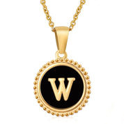 Perrine black beaded initial necklace, letter W
