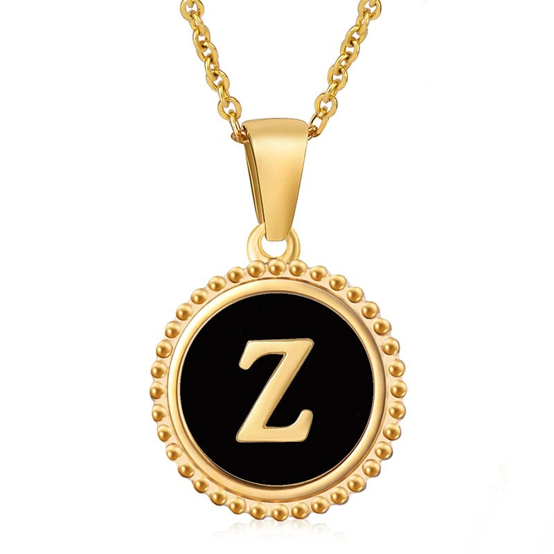 Perrine black beaded initial necklace, letter Z